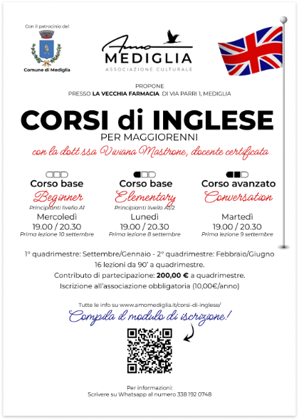 🎓 Al via i Corsi di Inglese per Adulti con AmoMediglia! 🎓 Al via i Corsi di Inglese per Adulti con AmoMediglia!