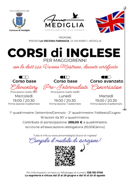 🎓 Corsi di Inglese per Adulti con AmoMediglia! 2026/2027 – Aperte le Iscrizioni!