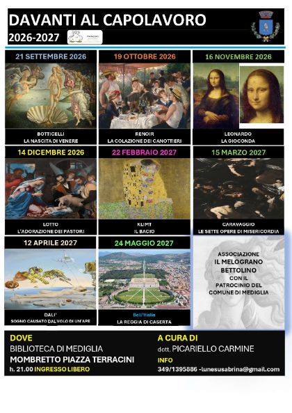 🖼️ Davanti al Capolavoro – Ciclo di incontri sull’Arte 2026/2027