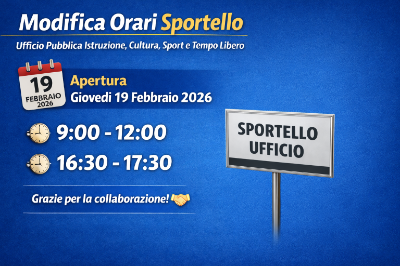 Modifica orari Sportello – Ufficio Pubblica Istruzione