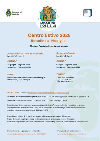 Volantino 2026 Centro Estivo Bettolino