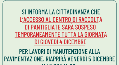 Chiusura temporanea centro raccolta pantigliate