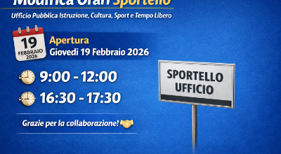 Modifica orari Sportello – Ufficio Pubblica Istruzione